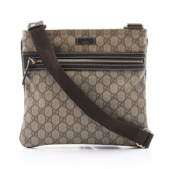 Gucci Leather Bag Beige Shoulder Brown GG Supreme - Picture 1 of 7